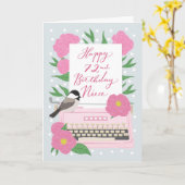 72ste verjaardag voor nicht | Typemachine Bloemend Kaart (Gele Bloem)