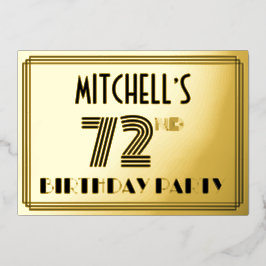 72ste verjaardagsfeest — Art Deco-stijl “72” & naa Folie Uitnodiging