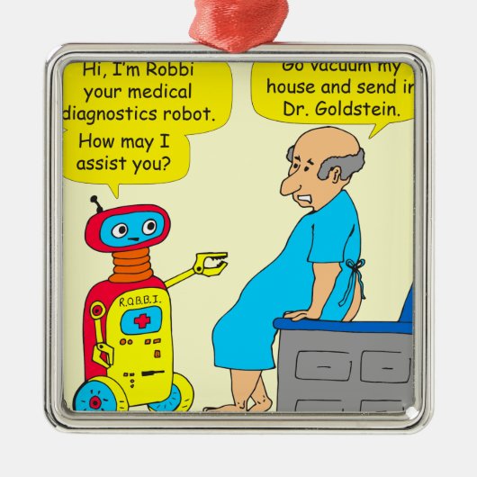 731 medische diagnostiek robot cartoon metalen ornament (Voorkant)