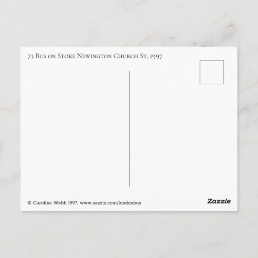 73 Bus Stoke Newington Church St N16 in 1997 Briefkaart (Achterkant)