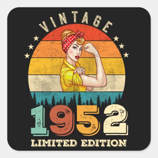 73 jaar oude Bday 1952  73ste Verjaardag Vrouwen Vierkante Sticker (Voorkant)