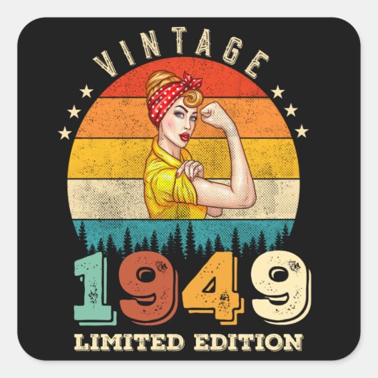 73 jaar oude vrouwen dag 1949  73e verjaardag vierkante sticker (Voorkant)