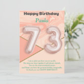 73-jarige meisjes Happy Birthday-kaart (Staand voorkant)