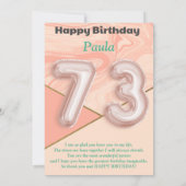 73-jarige meisjes Happy Birthday-kaart (Achterkant)