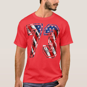 73 Rood wit en blauw-Amerikaanse vlag 73 tekens T-shirt