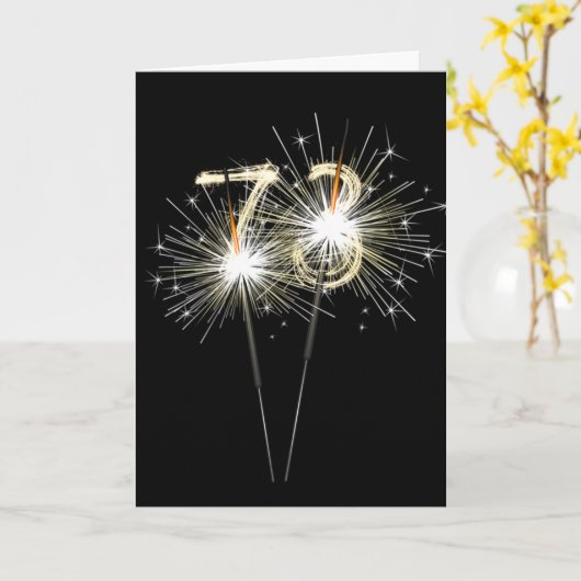73e jaarsparklers op zwarte Kaart (Gele Bloem)