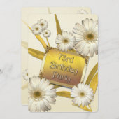73e uitnodiging van de Birthday Party met daisies (Voorkant / Achterkant)