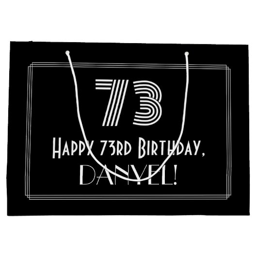73e verjaardag — Art Deco Geïnspireerde look "73" Groot Cadeauzakje (Achterkant)