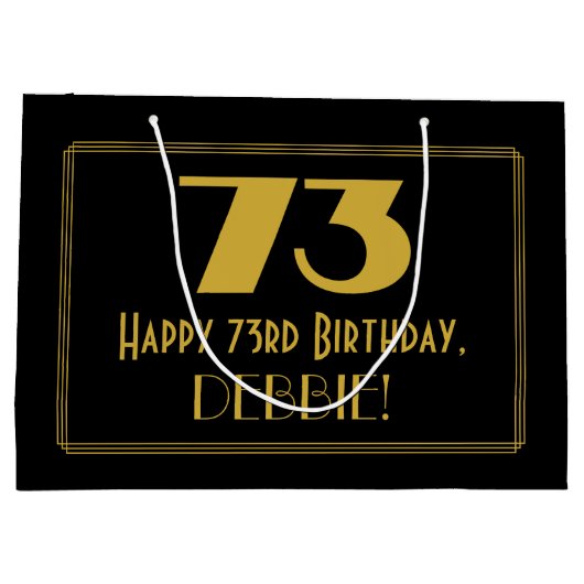 73e verjaardag — Art Deco Geïnspireerde look "73"  Groot Cadeauzakje (Achterkant)