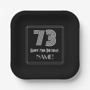 73e verjaardag — Art Deco Geïnspireerde look "73" Papieren Bordje