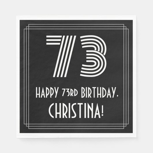 73e verjaardag: Art Deco Geïnspireerde look "73" + Servet (Voorkant)
