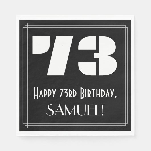73e verjaardag: Art Deco Geïnspireerde look "73" + Servet (Voorkant)