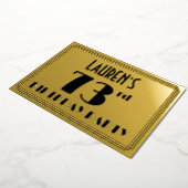 73e verjaardag — Art Deco look "73" + Naam Folie Uitnodiging (Gedraaid)