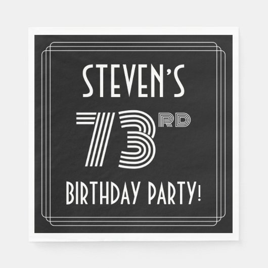 73e verjaardag: Art Deco Style + aangepaste naam Servet (Voorkant)