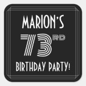 73e verjaardag: Art Deco Style en aangepaste naam Vierkante Sticker (Voorkant)