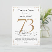 73e verjaardag: bedankkaartje met eerbetoon kaart (Staand voorkant)