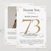 73e verjaardag: bedankkaartje met eerbetoon kaart (Voorkant / Achterkant)