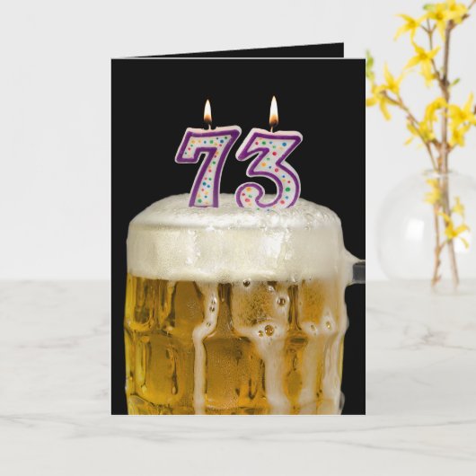 73e verjaardag Bier op zwart Kaart (Gele Bloem)