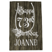 73e verjaardag: Chique, namaak houten uitstraling Medium Cadeauzakje (Voorkant)