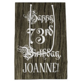 73e verjaardag: Chique, namaak houten uitstraling Medium Cadeauzakje (Achterkant)