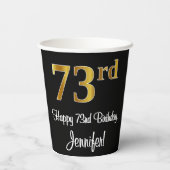 73e verjaardag - Elegante luxe Faux Gold look # Papieren Bekers (Achterkant)
