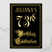 73e verjaardag — Fancy script en aangepaste naam Folie Uitnodiging (Voorkant)