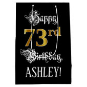 73e verjaardag ~ Fancy script; Faux Gold look; naa Medium Cadeauzakje (Achterkant)