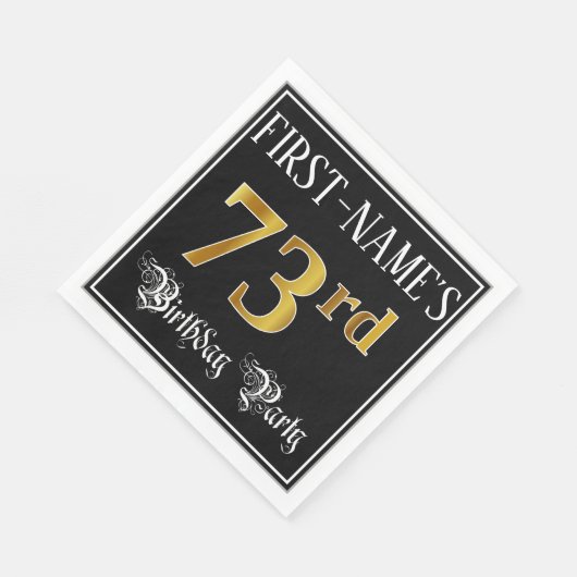 73e verjaardag — Fancy script, Faux Gold look Servet (Hoek)