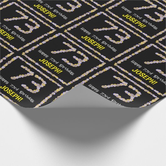 73e verjaardag: Floral Flowers Number, eigen naam Cadeaupapier (Hoek)