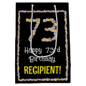 73e verjaardag: Floral Flowers Number, eigen naam Medium Cadeauzakje (Achterkant)