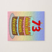 73e verjaardag: Fun Cake and Candles + Custom Name Legpuzzel (Horizontaal)