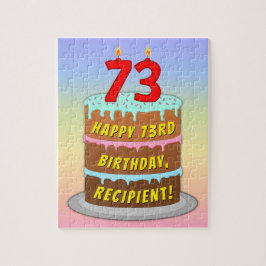73e verjaardag: Fun Cake and Candles + Custom Name Legpuzzel