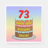 73e verjaardag: Fun Cake and Candles + Custom Name Servet (Voorkant)