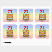 73e verjaardag: Fun Cake and Candles + Custom Name Vierkante Sticker (Vel)