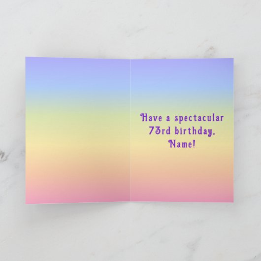 73e verjaardag — Fun Cake & Candles, w/ Eigen naam Kaart (Binnen)