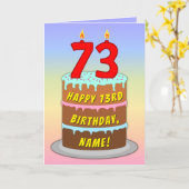 73e verjaardag — Fun Cake & Candles, w/ Eigen naam Kaart (Gele Bloem)