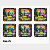 73e verjaardag: Fun Fireworks Kijk, regenboog # 73 Vierkante Sticker (Vel)