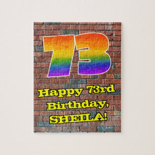 73e verjaardag: Fun Graffiti-geïnspireerde regenbo Legpuzzel