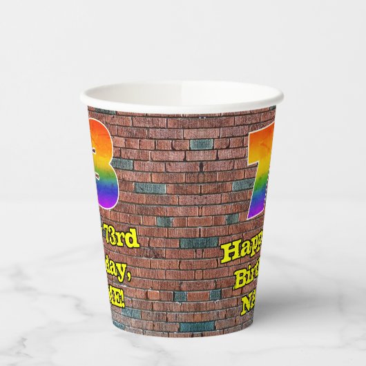 73e verjaardag: Fun Graffiti-geïnspireerde regenbo Papieren Bekers (Links)