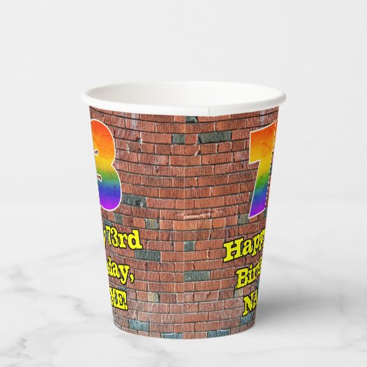 73e verjaardag: Fun Graffiti-geïnspireerde regenbo Papieren Bekers (Rechts)