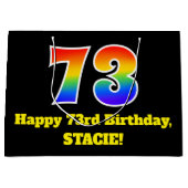 73e verjaardag ~ Fun, kleurrijk, levendig, regenbo Groot Cadeauzakje (Voorkant)