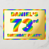 73e verjaardag - Fun, regenboogspectrum "73" Folie Uitnodiging (Voorkant)