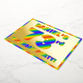 73e verjaardag - Fun, regenboogspectrum "73" Folie Uitnodiging (Gedraaid)