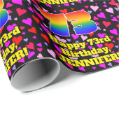 73e verjaardag: Heatpatroon liefhebbend, regenboog Cadeaupapier (Rol Hoek)
