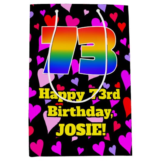 73e verjaardag: Heatpatroon liefhebbend, regenboog Medium Cadeauzakje (Voorkant)