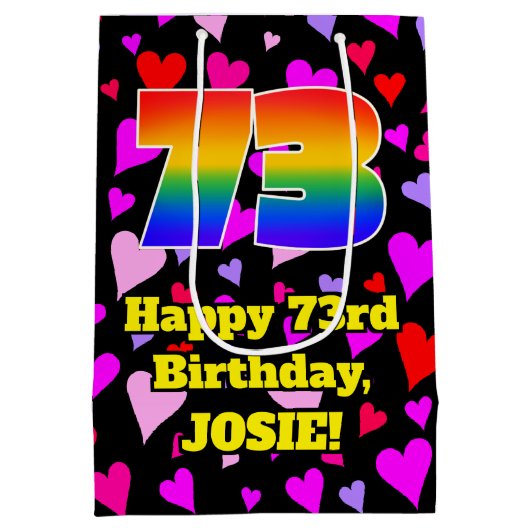 73e verjaardag: Heatpatroon liefhebbend, regenboog Medium Cadeauzakje (Achterkant)