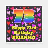 73e verjaardag: Heatpatroon liefhebbend, regenboog Servet (Voorkant)