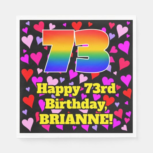 73e verjaardag: Heatpatroon liefhebbend, regenboog Servet (Voorkant)