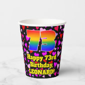 73e verjaardag: Het liefhebbende Kunstpatroon, Reg Papieren Bekers (Voorkant)