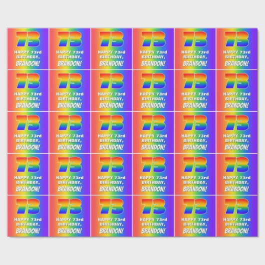 73e verjaardag: kleurrijk, vun regenboogpatroon # cadeaupapier (Zoom)